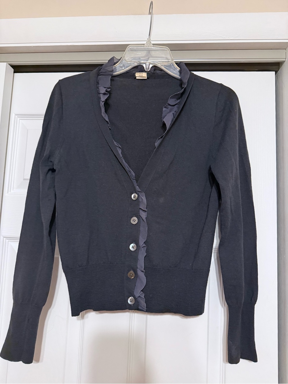J. Crew Ruffled V-Neck Cardigan Sweater - Size Medium